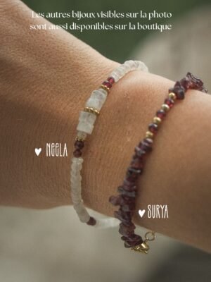 bracelet pierre de lune et rhodolite pierres naturelles