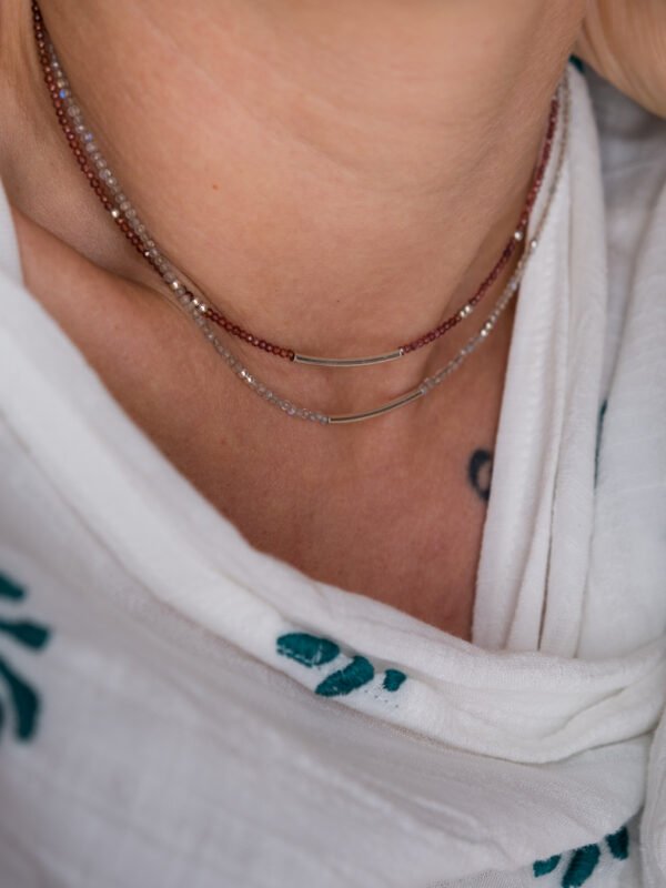 collier fin en pierre et argent 925