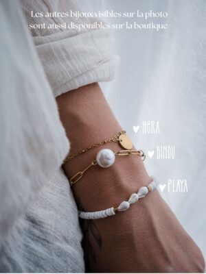 composition bracelet bracelet coquillage et perle d'eau douce -bracelet estival