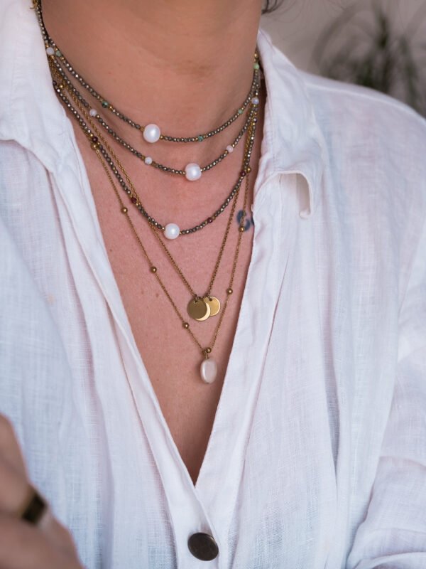 collier pyrite perle eau douce