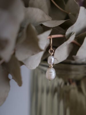 boucle d'oreille duo perle d'eau douce sur gold filled ou argent 925